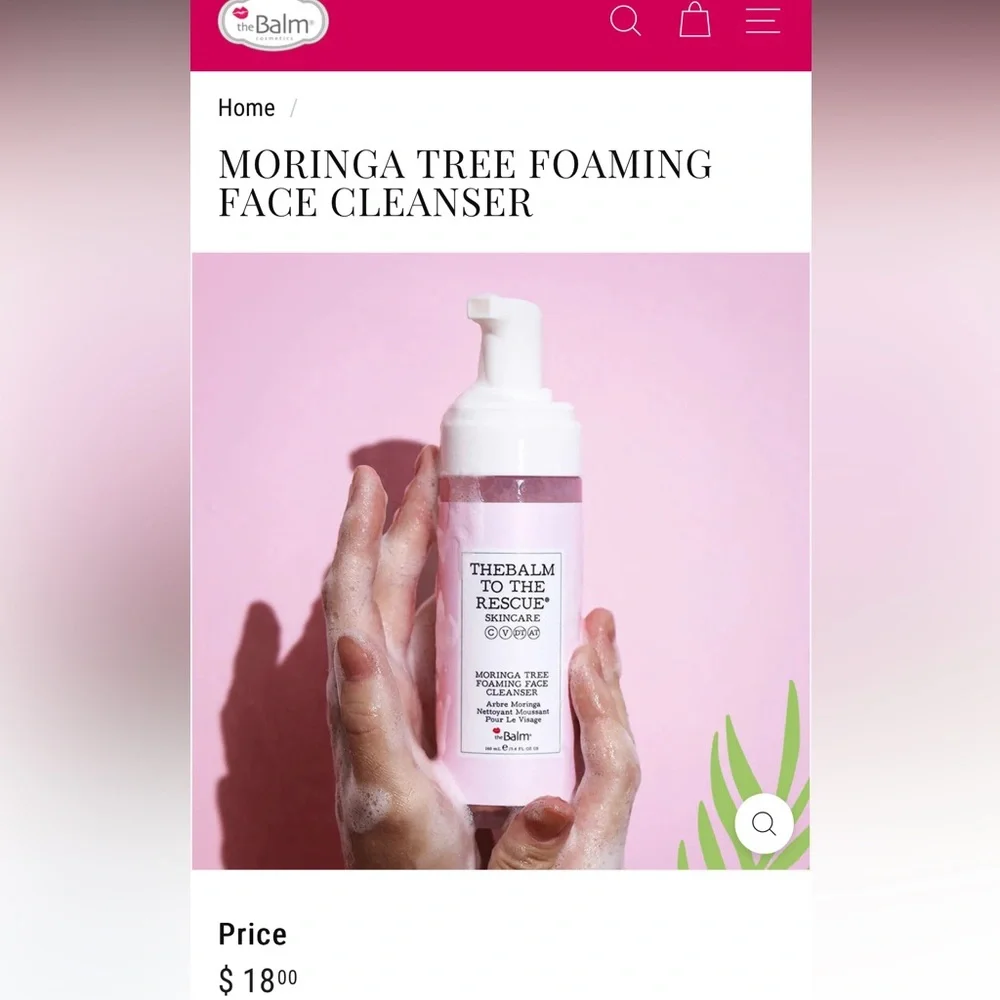New NIB theBalm Moringa Tree Foaming Cleanser To The Rescue Skincare